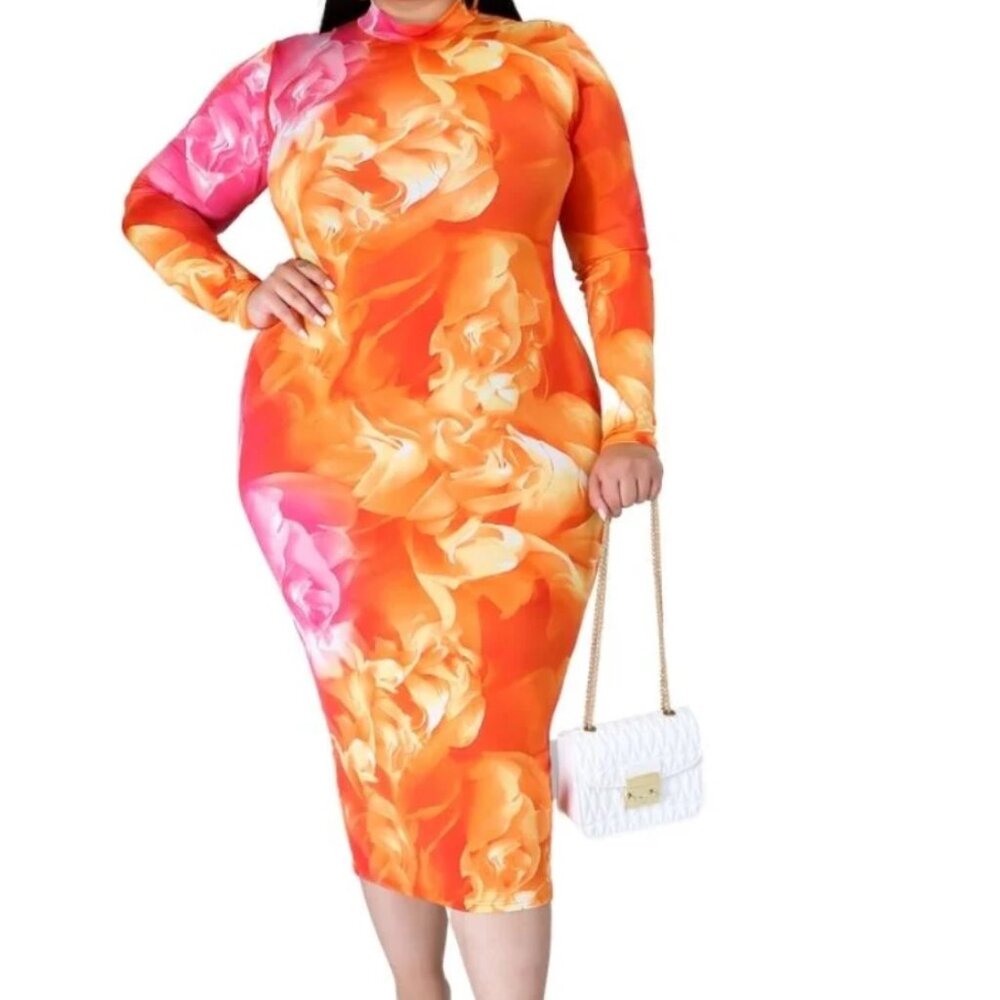 SUNSET ISLAND MIDI DRESS 3X - Picture 1 of 8
